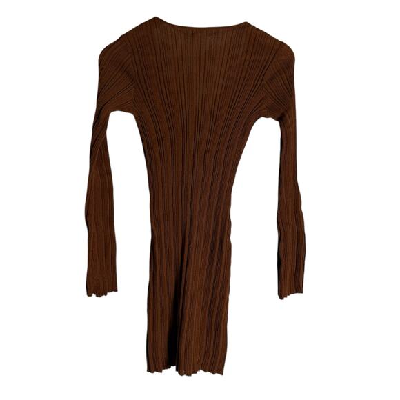 L*Space Wailea Brown Ribbed Long Sleeve O-Ring Beach Coverup Mini Dress Size S - Picture 9 of 11